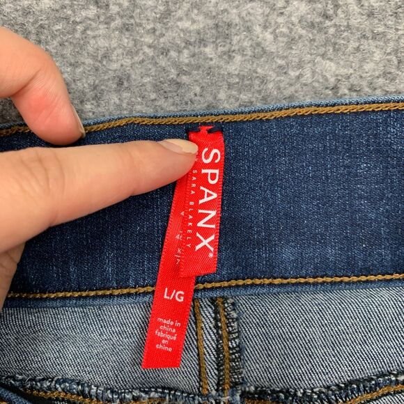 Spanx by Sara Blakely Jeggings Womens L Large Blue Denim Distressed Shape & Lift - Picture 6 of 15